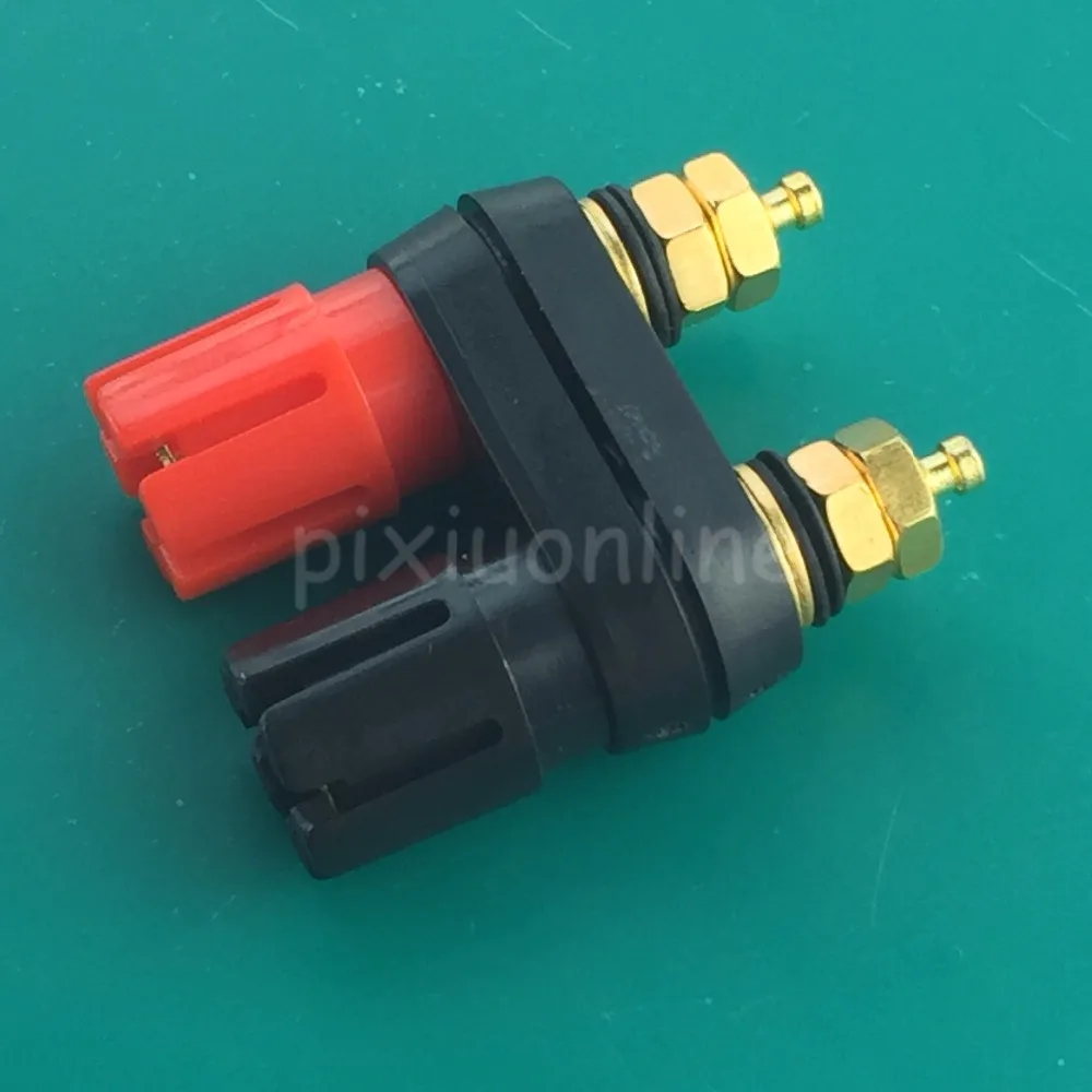 YT1 Red and Black 4mm Gold-plated Pure Copper Double Output Terminal Banana Socket for Power Amplifier Speaker