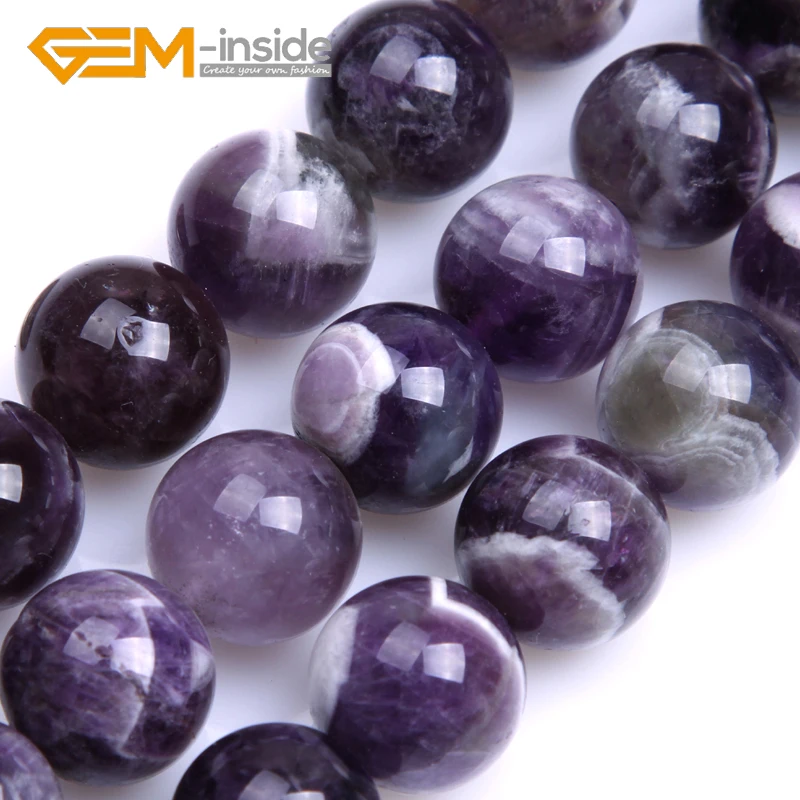 Round Mixed Color Dream Lace Amethysts Beads Natural Stone Beads DIY Loose Beads For Bracelet Making DIY Strand 15 Inches