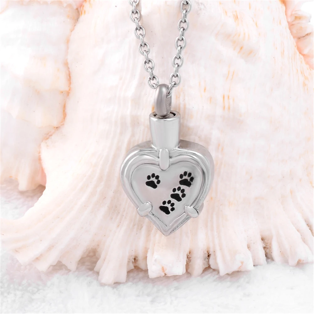 Pet Paw Cremation Urn Necklace Memorial Jewelry for Ashes Keepsake 316 L Stainless steel Health Pendant