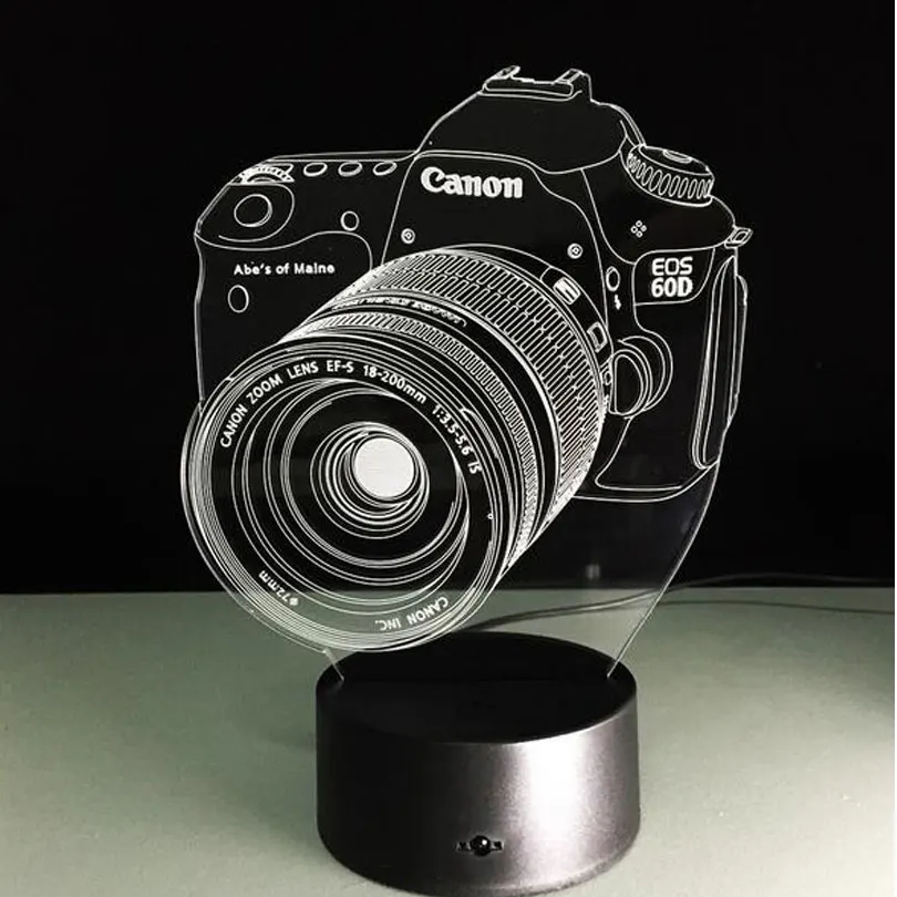 Novità regalo fotocamera EOS60D lampada da tavolo a forma di respirazione 3D Home Decor LED Creative