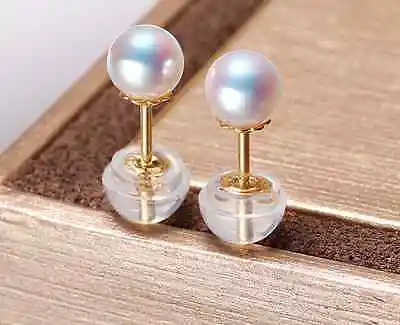 

charming 8mm south sea white round pearl earring 14KGP >jewerly free shipping