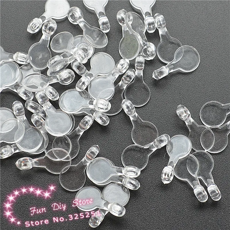 100PCS Plastic Clear DIY Charm Hooks for Cabochons, Jewelry Bails, Handmade Crafting Supplies-8X16mm