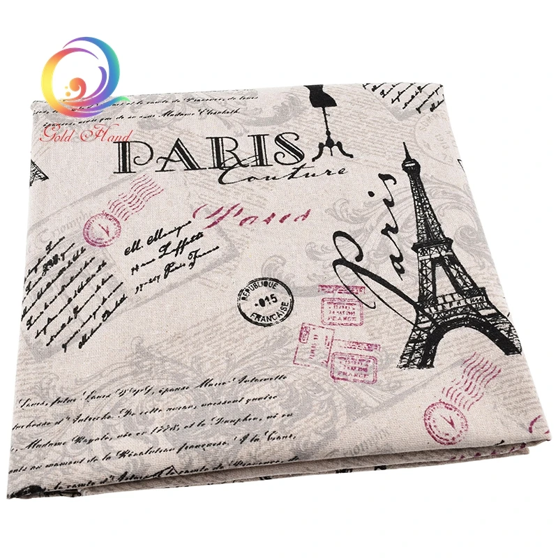 Eiffel Tower,Printed Cotton Linen Fabric For Quilting&Sewing DIY Table Cloth Curtain,Bag,Cushion,Furniture Cover TextileMaterial