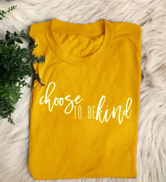 Skuggnas Choose to be Kind teacher t shirts inspiration slogan yellow grunge Christian women fashion tumblr shirt camisetas tops