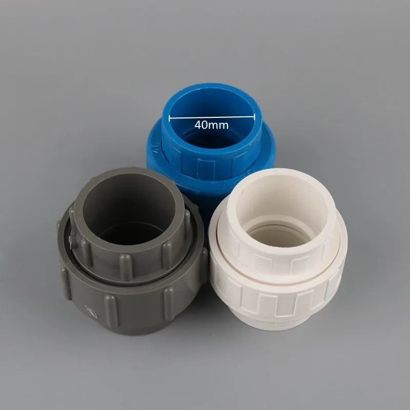 1pc Inside diameter 40mm PVC Union 1 1/4  inch Water Pipe Connector Plumbing Accessories Detachable Repair Joint Garden Watering