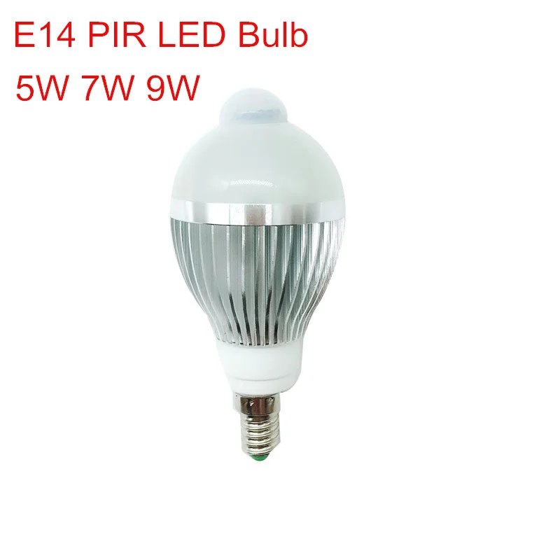 PIR 모션 센서 빛 E14 AC85-265V LED 전구 5W 7W 9W 자동 스마트 PIR 적외선 바디 램프 모션 센서 조명