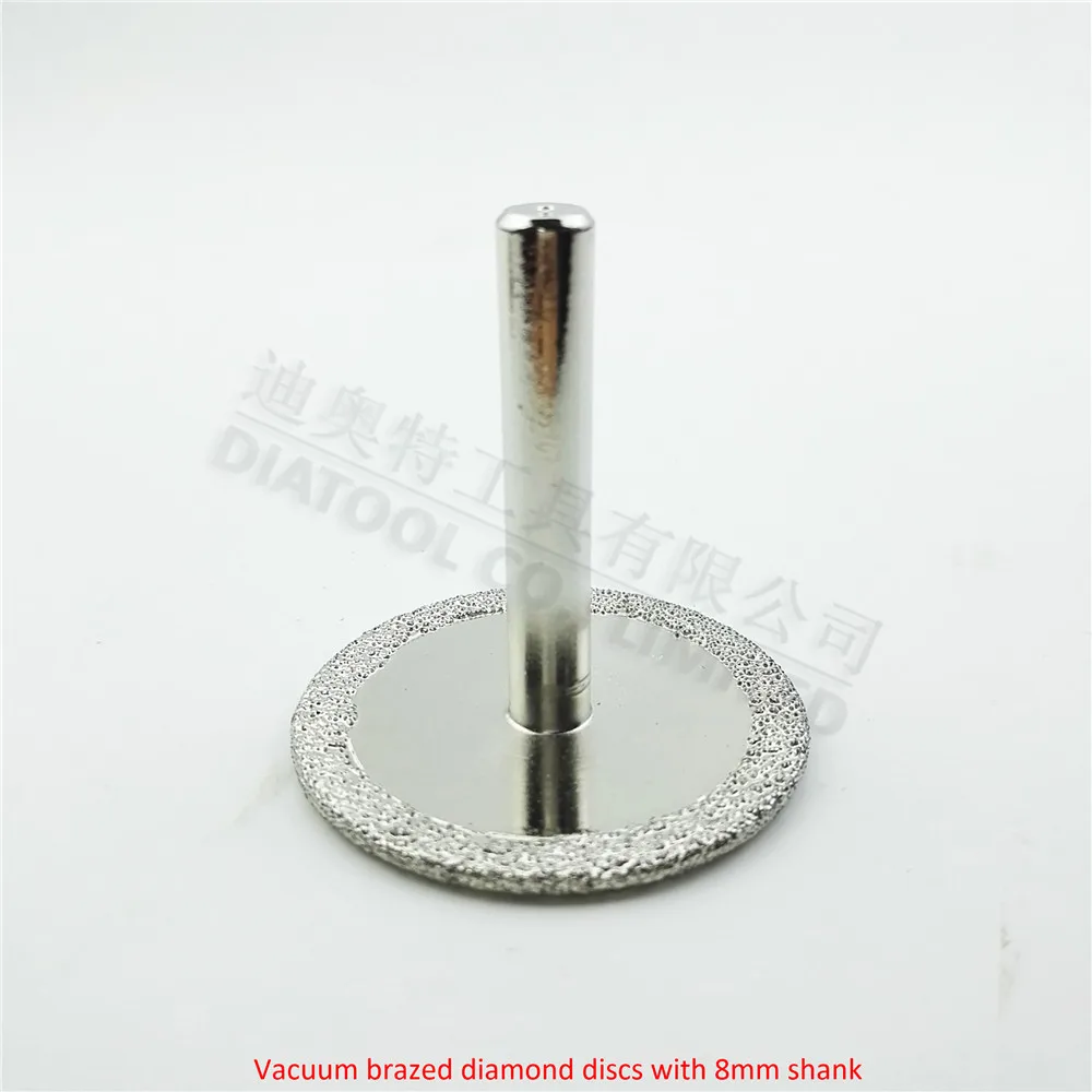 DIATOOL 2pcs Dia50mm Vacuum brazed diamond discs with 8mm shank diamond disc  for cutting grinding and engraving