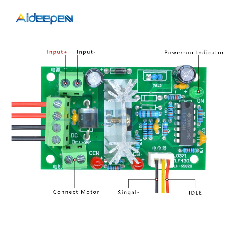 L0371 6-30V 80W 10A Reversible DC Motor Speed Controller Adjustable PWM Speed Regulator with Control Switch Potentiometer