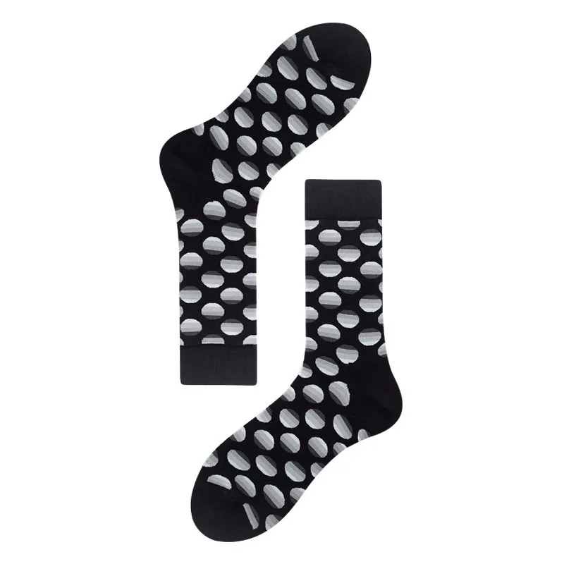 PEONFLY Harajuku Style Men Socks Black White Plaid Dot Cat Pattern Happy Socks New 2019 Hip Hop Combed Cotton Calcetines