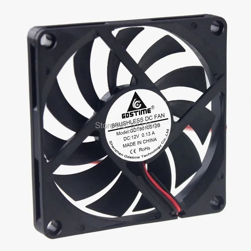 Imagem -04 - Gdstime 12 v 2pin cm 80 mm 80x80x10 mm Brushless dc Ventilador de Refrigeração Caixa do Computador Cpu Dissipador de Calor do Radiador Refrigerador 8010 100 Peças Lote