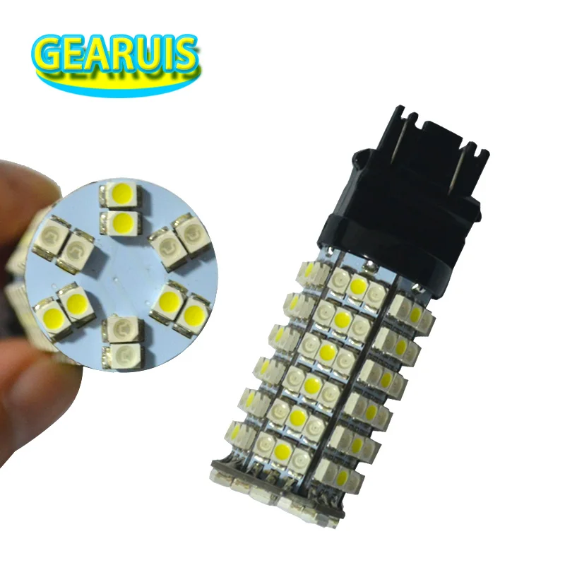 10pcs Super Bright T25 3157 Switchback LED Dual Color 3057 3457 White Amber Yellow 120 SMD 1210 3528 Turn Signal Lights DRL 12V