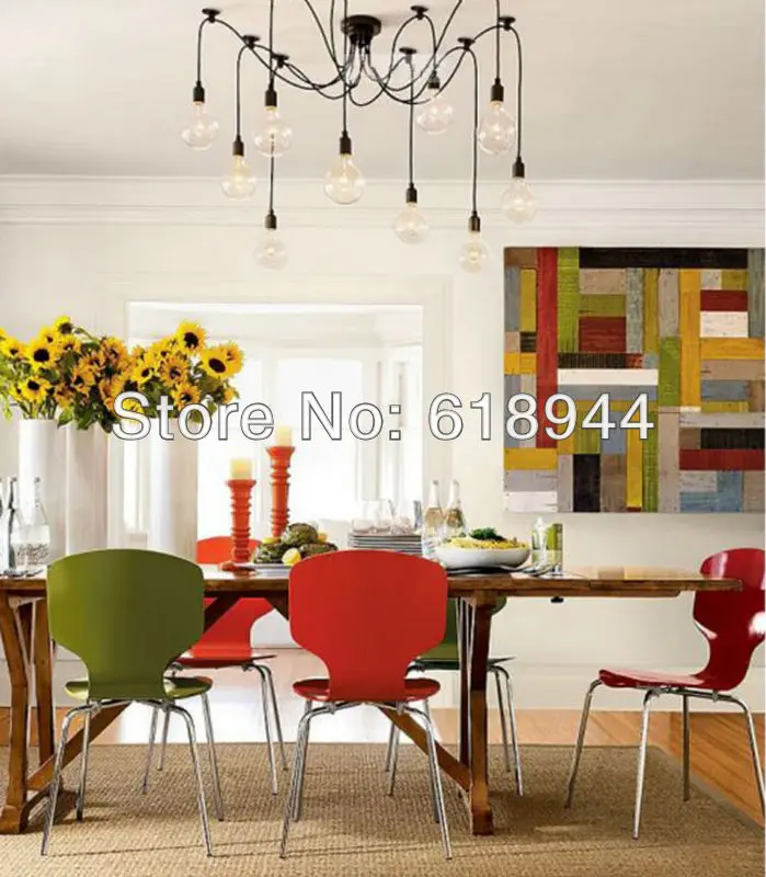 

Vintage Edison Bulb Chandelier Classic Ancient Light E27*10pcs Cord DIY Retro Pendant Chandeliers for Home Modern