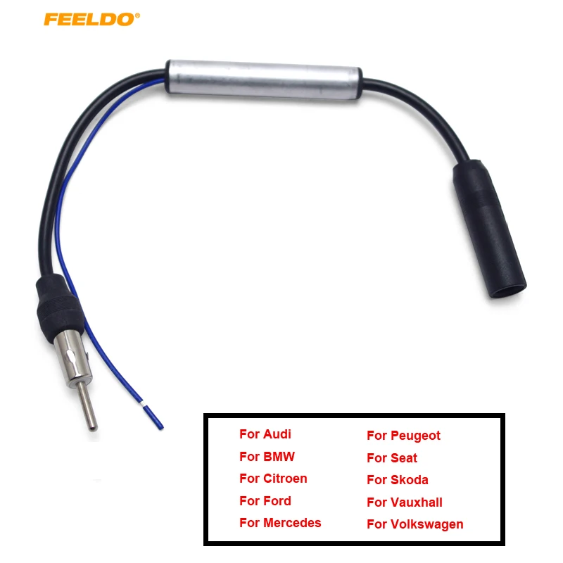 

FEELDO 5Pcs Car Radio Antenna Adapter With Booster for Volkswagen BMW AUDI Female Connector Wire Harness Installation #MX4792