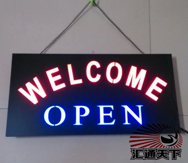 OPEN WELCOME Business LED Advertising Lights Luminous Characters Billboard Sign Business Listing Creative 45*23*4CM 110V-240V