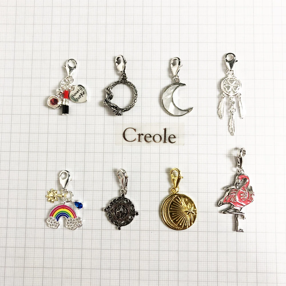 Snake Vintage Compass Disc Moon Star Rainbow Dream Catcher Flamingo Beauty Charm Pendant,2019 Jewelry 925 Sterling Silver Gift