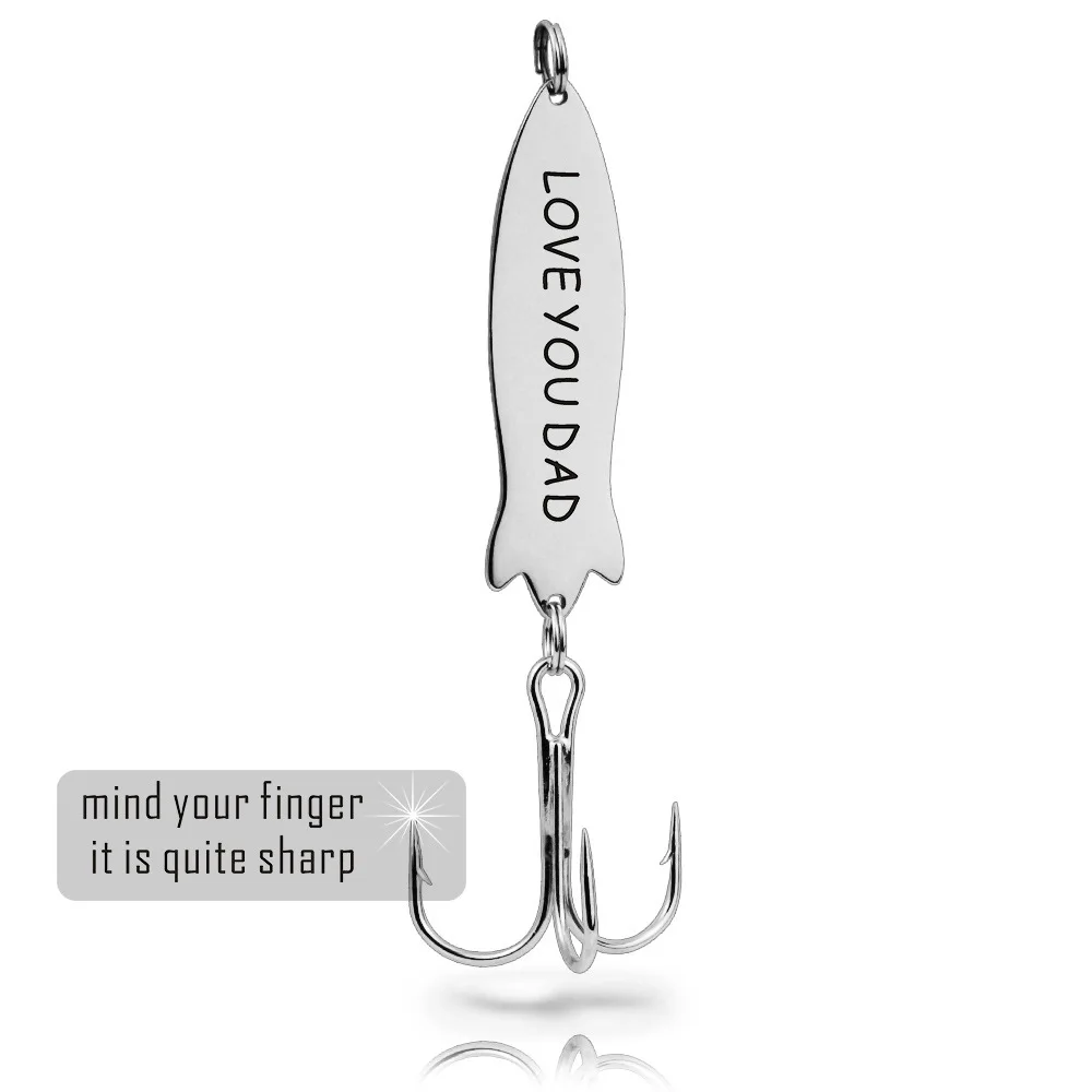 MYLONGINGCHARM Father Day Gift Fish Hook Pendant Personalized Fishing Gift for your Dad Stainless Steel Key Ring G3355