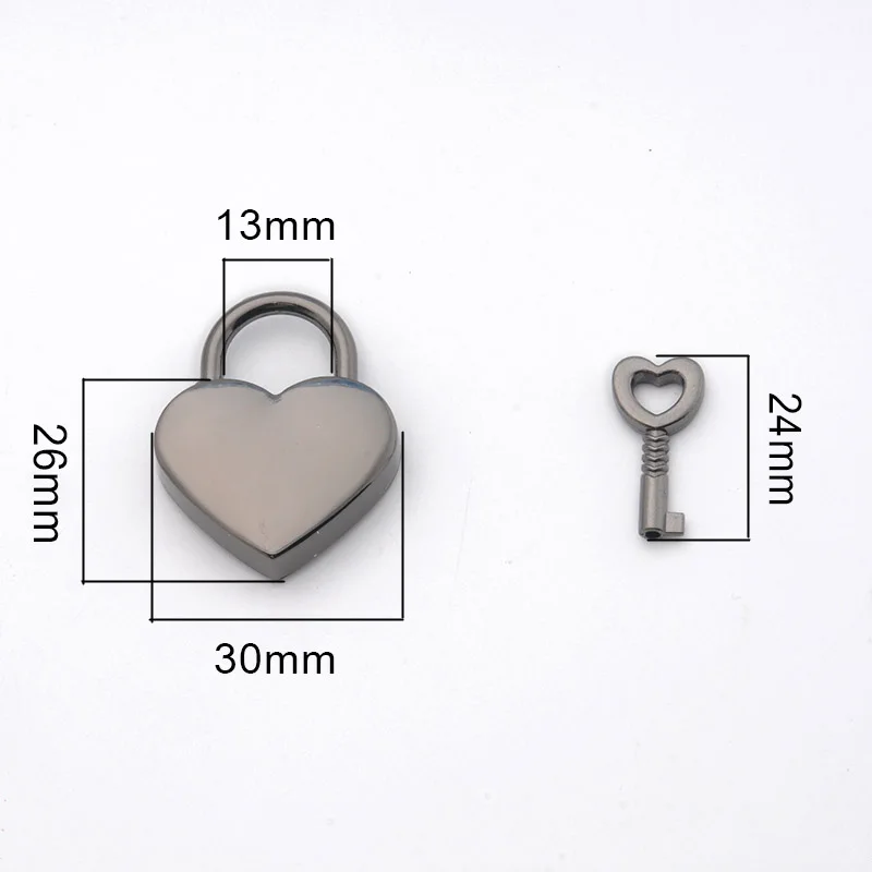 2Pcs Mini Locks Padlock bag Heart Shaped Love Lock Luggage Case Lock With Key DIY Accessories Travel Accessory Safety anti-theft