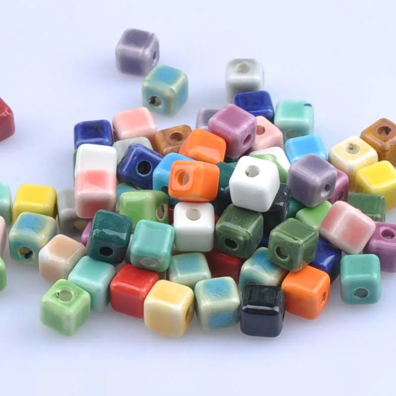 

8mm 30pcs AB Mix Color Square Ceramic Bead Loose Beads Fit Jewelry Making YKL0531X