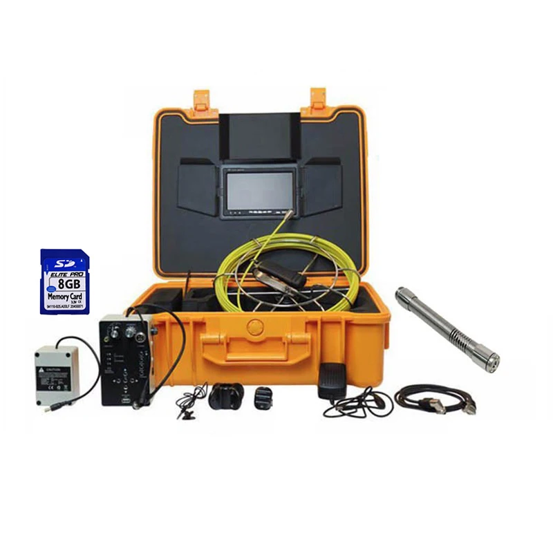 

50 Meter Cable Pipe Drain Sewer Clean Video Inspection Camera System 8G SD Card 7inch LCD 4000mah Battery ABS Case 17mm Camera