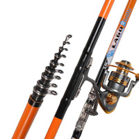 New design orange carbon spinning fishing rod 2.7 3.6 4.5 5.4 6.3m telescopic rock fishing rod  sea pole travel hand rod