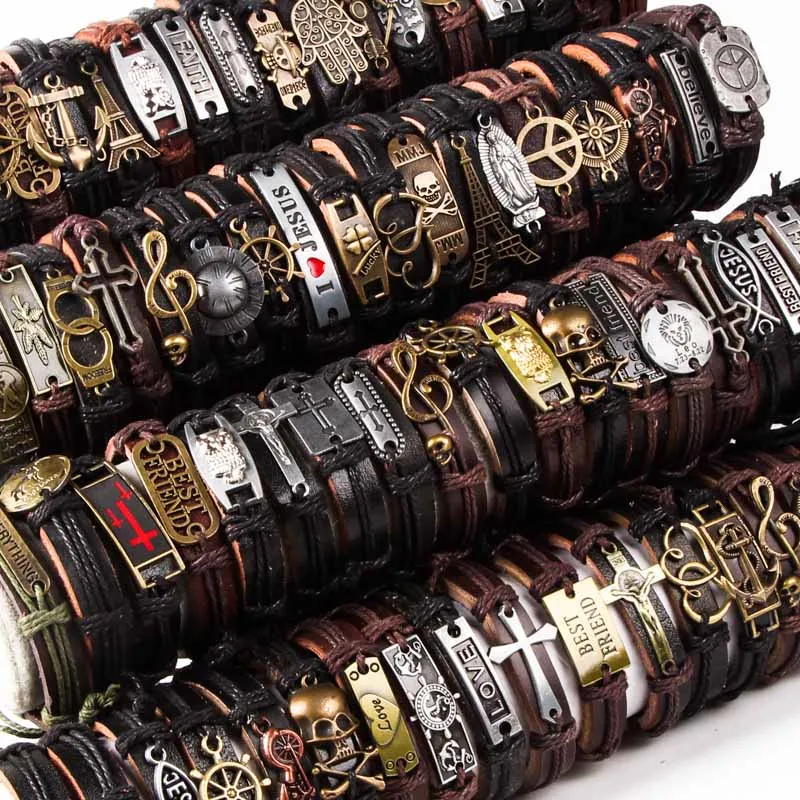 Fashion Hot Bracelet 50/pcs Men's and Women's Punk Bracelet Original Works Vintage Style Bracelet Wholesale