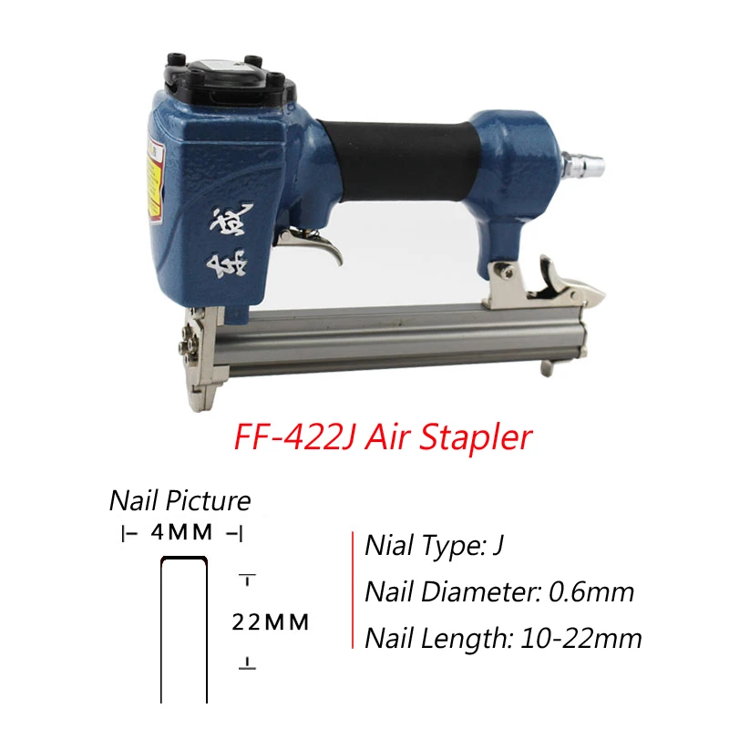 

FF-422J Air Stapler For Width 4mm U Code Nail 10-22mm Length Nail, Pneumatic Air Nail Gun 4-8 Bar