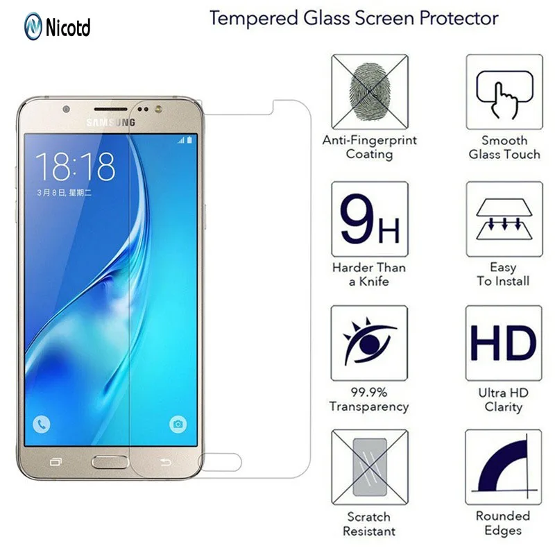 Nicotd Tempered Glass For Samsung Galaxy A3 A5 A7 2017 2016 2015 Screen Protector Protective Film for samsung A8 2018 A8plus