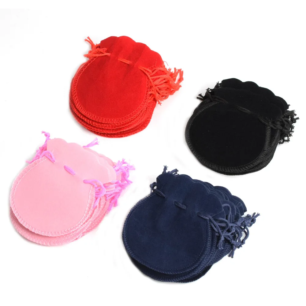 100pcs Mix-Color Round Velvet Drawstring Ring Jewelry Bag & Pouches Xmas Wedding Bridal Party Gift bags Packing sachet emballage