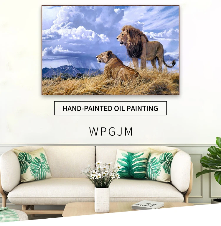 

Handpainted Animal Oil Painting on Canvas, Modern Home Decoration, Wall Art Picture, Handmade Lion Paintings