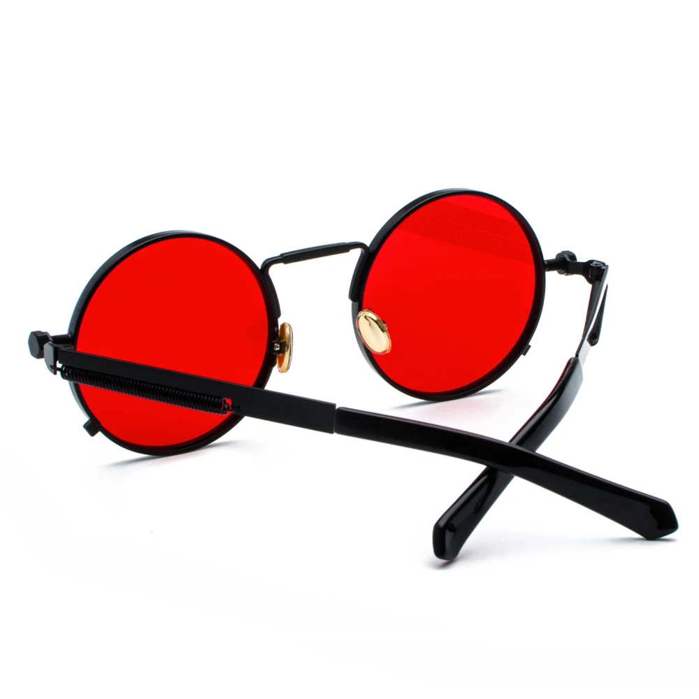 Peekaboo clear red sunglasses men steampunk 2024 metal frame retro vintage round sun glasses for women black uv400