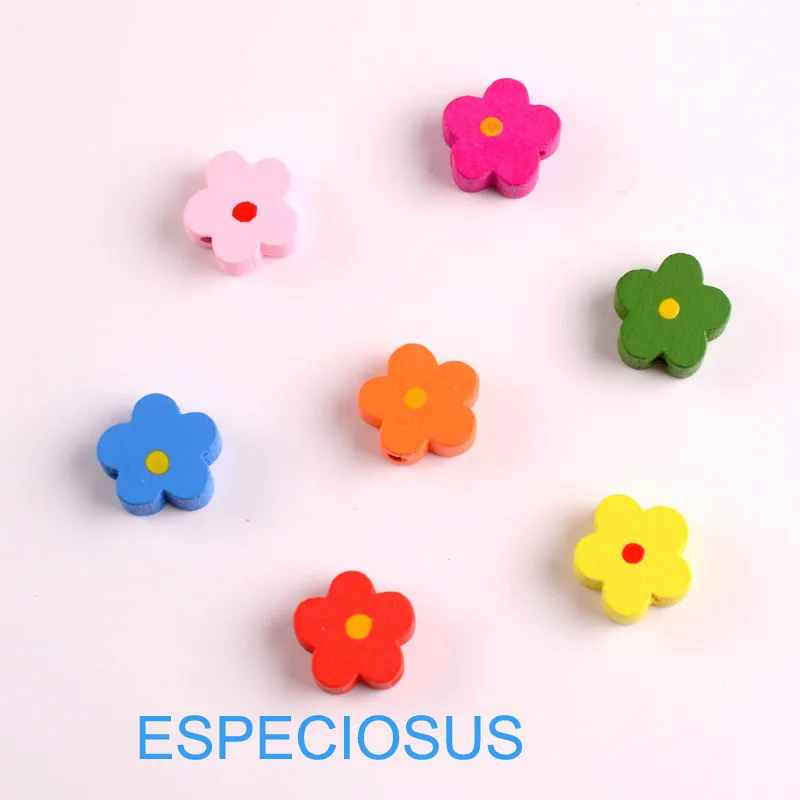 DIY Jewelry Accessory Mix Color Painted Nature Wood beads 16MM Cartoon Point Plum Blossom Children handcraft Department 30pcs