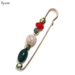 Practical All-match Retro Pin Brooch Beaded Sweater Coat Gold Color Pin For Women Lady Classical Fashion Sweater Decoration Pins