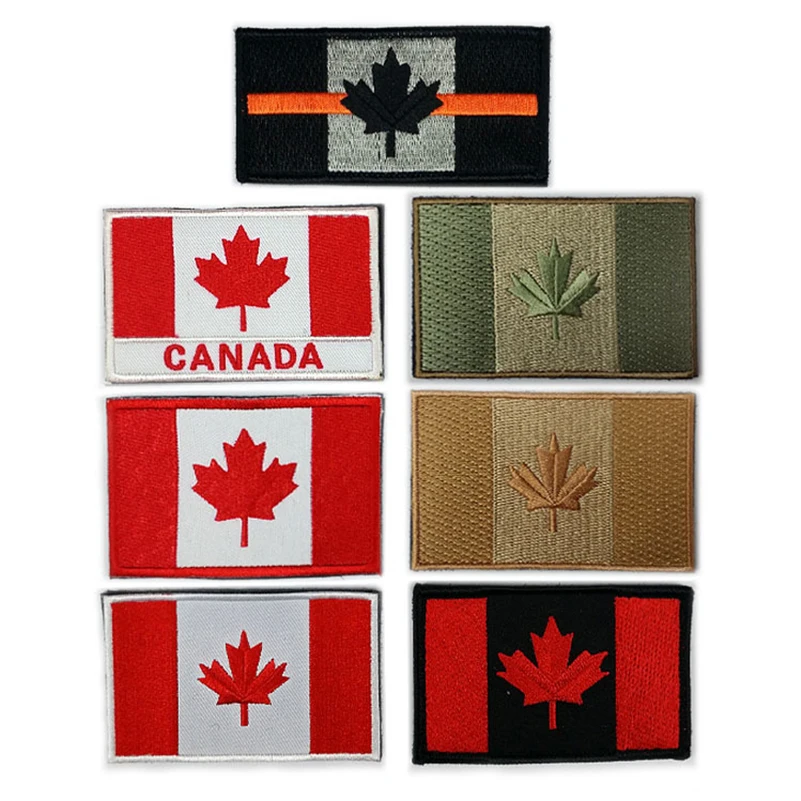 Embroidered Canada Flag Quebec Patch Canadian Maple Leaf Armband Flag Embroidery Patches For Clothing Backpack