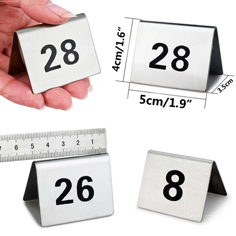 25pcs-50pcs Stainless Steel Tent Table Number Cards Restaurant Cafe Bar Seating Table Numbers Wedding Birthday Party Supplies