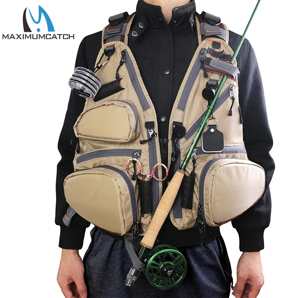 

Maximumcatch Fly Fishing Vest Pack Adjustable Mesh Vest Jacket Multifunction Pocket Outdoor