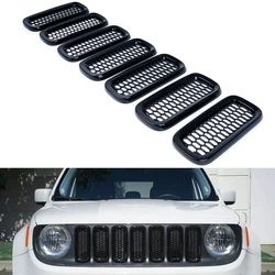 7pcs Front Mesh Grill Grille Insert Cover Trim For Jeep Renegade 2015-2018