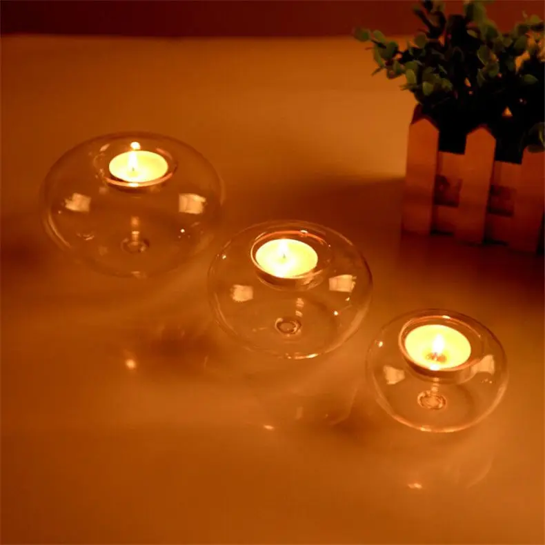 Glass Round Hanging Candle Light Holder Candlestick Party Home Decor Romanti