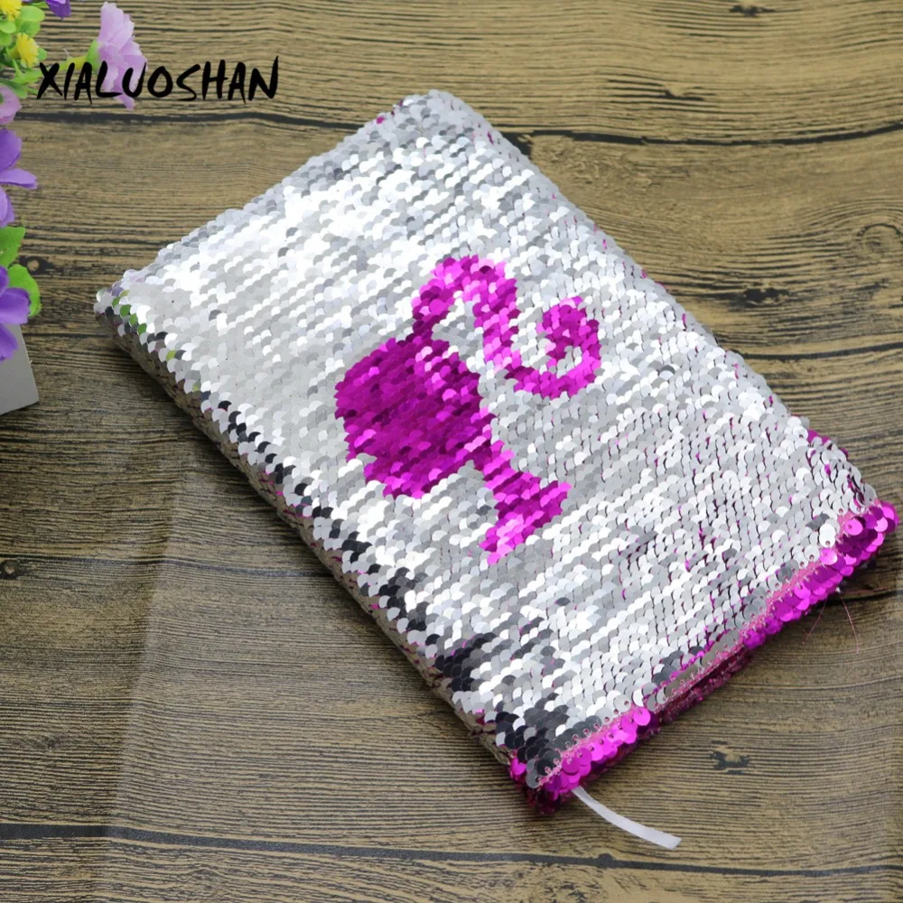 1 Pc Little Girl Modeling New Brand Double-sided Sequins Notebook Creative Sparkling Notebook Student Supplies Writing Tools