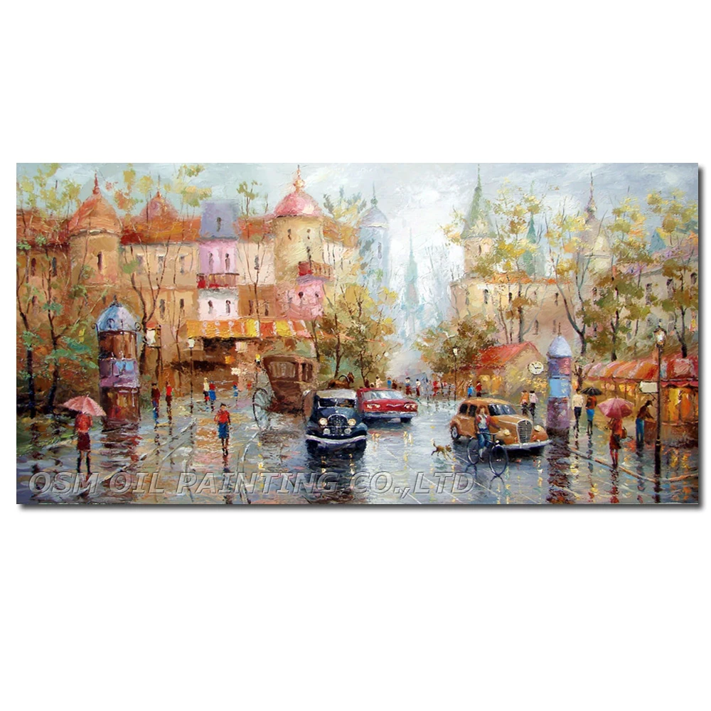 Experienced Artist Hand-painted High Quality Impression Russian Street Oil Painting on Canvas Impression Russian Oil Painting