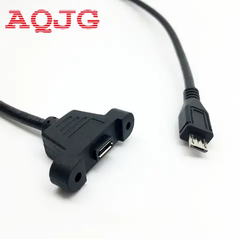 Złącze Micro USB USB 2.0 męskie na Micro USB 2.0 żeński przedłużacz 30cm 50cm ze śrubami mocowanie panelu otwór