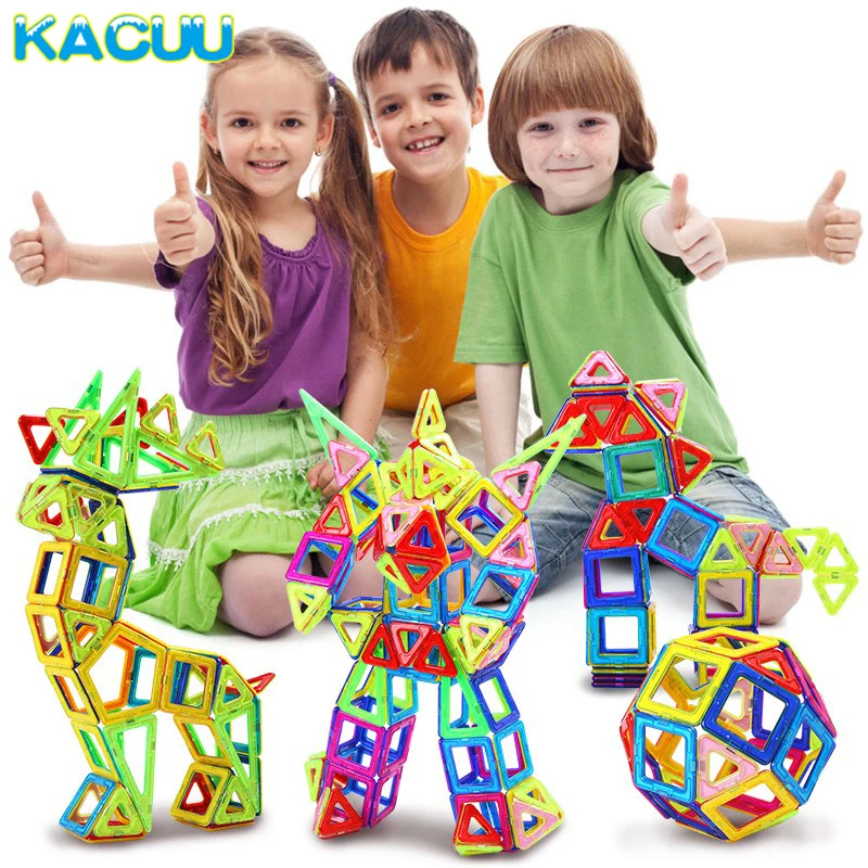 KACUU 100-180PCS Mini układanki magnetyczne konstruktor zestaw Model i bloki magnetyczne edukacyjne zabawki na prezenty dla dzieci