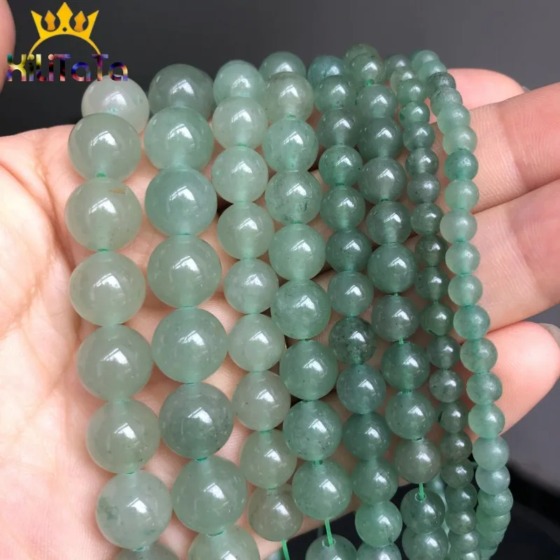 Natural Green Aventurine Jades Stone Round Loose Spacer Beads For Jewelry Making 4/6/8/10/12mm DIY Bracelets Necklace 15\