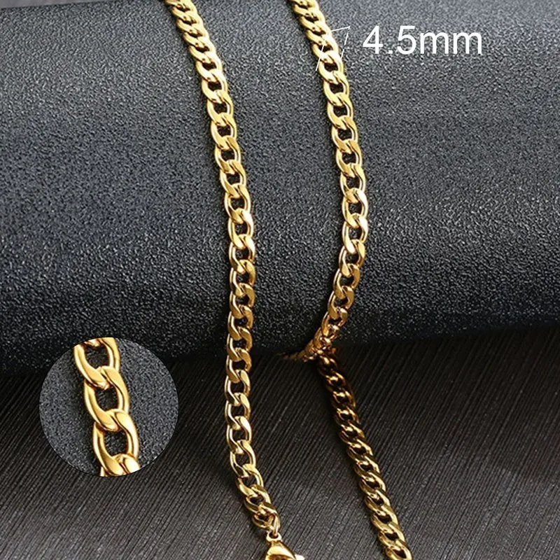 Vnox männer Cuban Link Kette Halskette Edelstahl Schwarz Gold Farbe Männlichen Halsband colar Schmuck Geschenke für Ihn