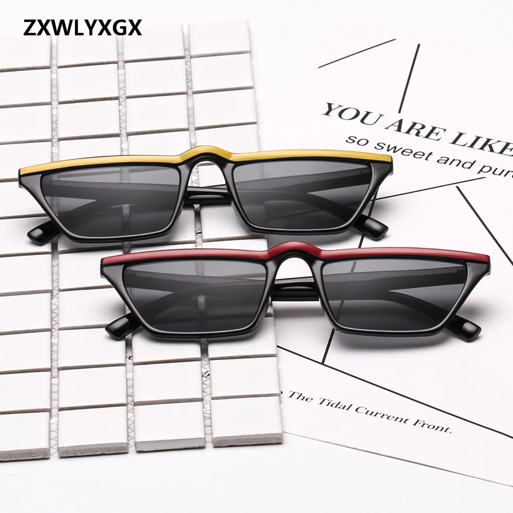 ZXWLYXGX  new flat-top sunglasses frame classic hue vintage glasses Cat Eye narrow frame sunglasses unisex sunglasses UV400