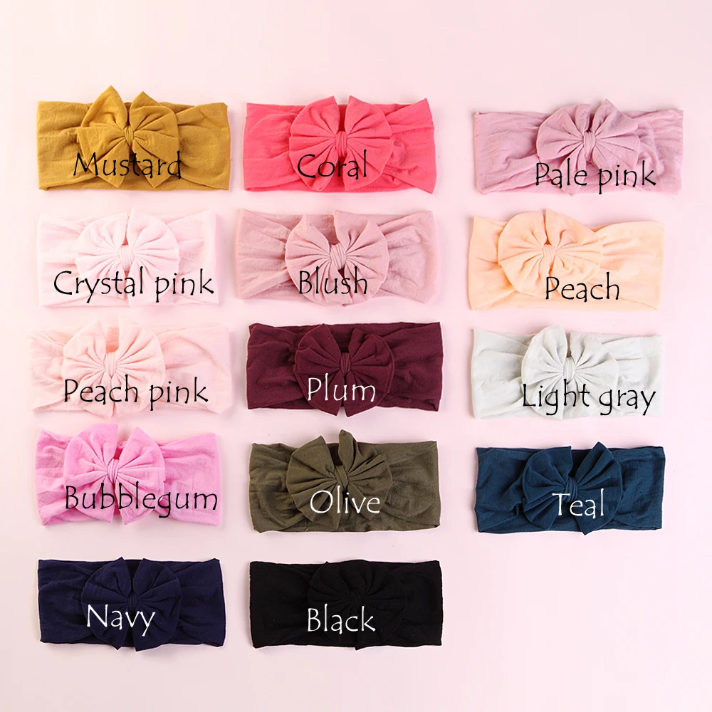 14 pcs/lot , Messy bow Nylon headwraps, messy bow headband, floppy bow wide nylon headband