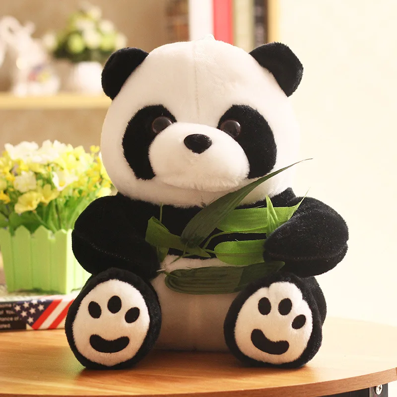 20CM Cute Cartoon Panda With Bamboo Baby Plush Toys Doll Infant Soft Stuffed Animal Key Chain Plush Doll Toys Kids Gift Toy