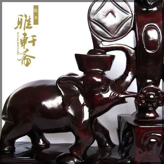 T Gallery] mahogany crafts auspicious Zhai elephant wood carving decoration business gifts object