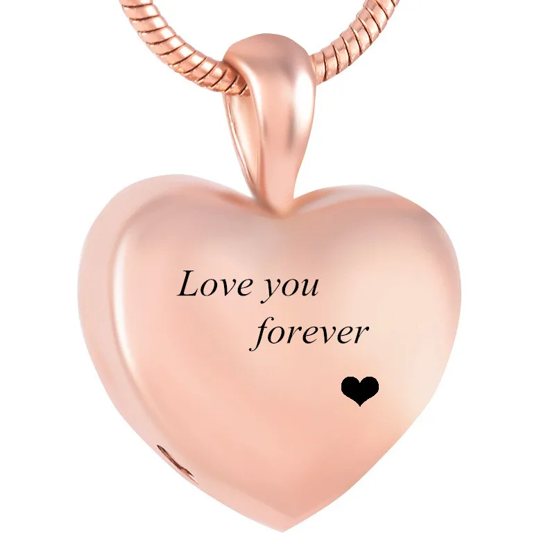 IJD9357 Stainless Steel Cremation Necklace Heart Shaped Memorial Urn Commemorative Gift for Women Pendant Jewelry