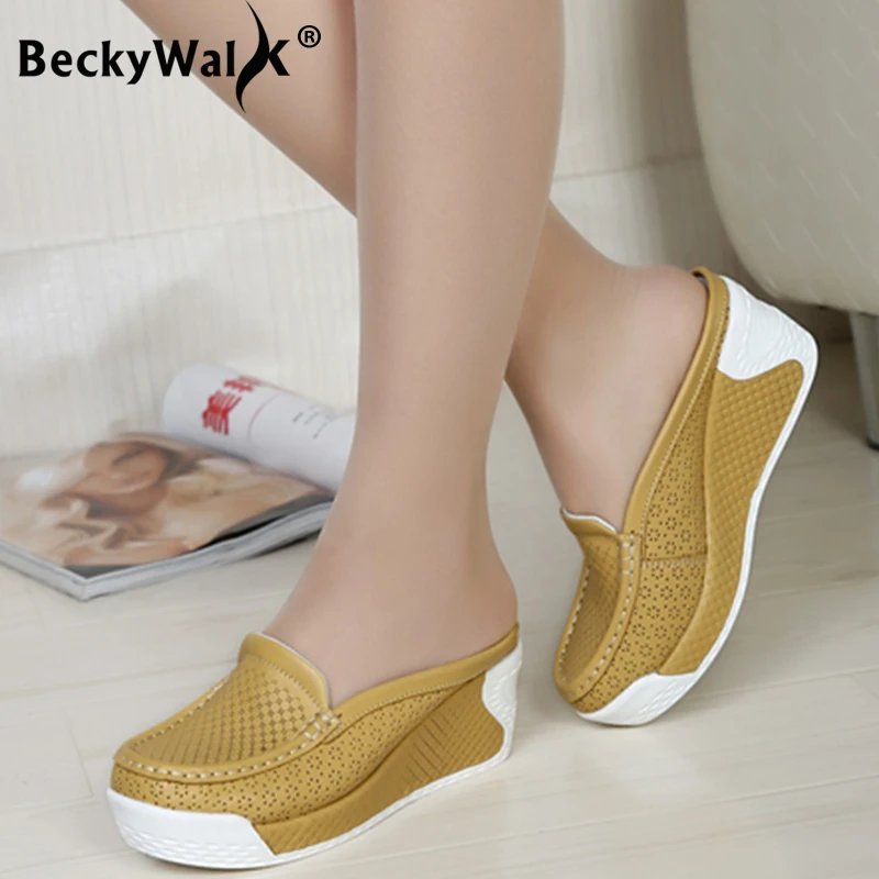 Summer Closed Toe Sandals Women Slippers Shoes Large Size Wedges Platform Flip Flops High Heels Women\'s Sandalias Mujer WSH3299