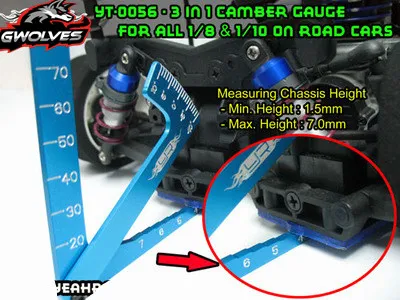 Dropshipping 3 in 1 camber gauge Height wheel diameter measure RC tools for 1/10 1/8 GT Buggy drift Monster truck Crawler Scale